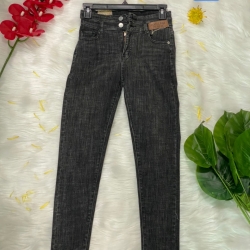 Quần jeans nữ màu đen xám lưng 2 nút